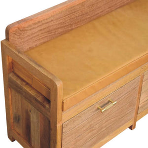 Oxford Storage Bench | Solid Mango Wood | Oak-ish Finish | 2 Drawers