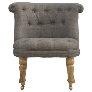 Petite Multi Tweed Accent Chair | Deep Button Back | Mango Wood