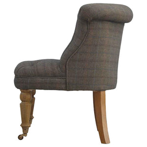 Petite Multi Tweed Accent Chair | Deep Button Back | Mango Wood