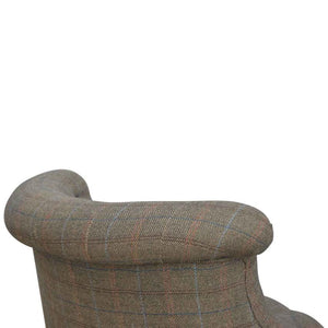 Petite Multi Tweed Accent Chair | Deep Button Back | Mango Wood