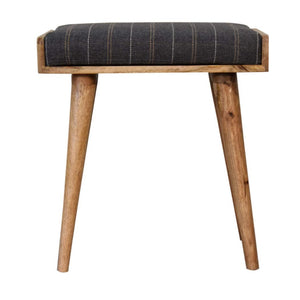 Pewter Tweed Tray Footstool | Solid Mango Wood | Upholstered Seat | Nordic Style