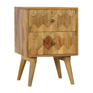 Pineapple Carved Mango Wood Bedside Table | 2 Drawers | Nordic Legs