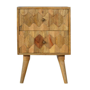 Pineapple Carved Mango Wood Bedside Table | 2 Drawers | Nordic Legs