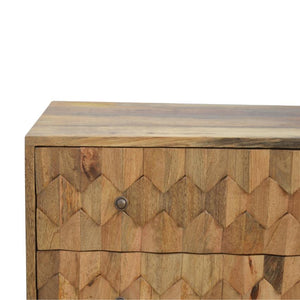 Pineapple Carved Mango Wood Chest | 3 Drawers | Nordic Legs