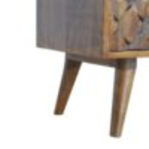 Pineapple Carved Media Unit | Solid Mango Wood | Chestnut Finish | TV Storage Console