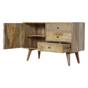 Pineapple Carved Wooden Sideboard | 3 Drawers & Cabinet