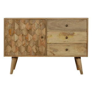 Pineapple Carved Wooden Sideboard | 3 Drawers & Cabinet