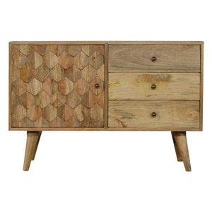 Pineapple Carved Wooden Sideboard | 3 Drawers & Cabinet