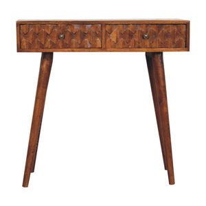 Pineapple Console Table | Chestnut Finish | Tropical Carved Design