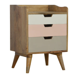 Pink Gradient Bedside Table | 3 Drawers | Solid Mango Wood