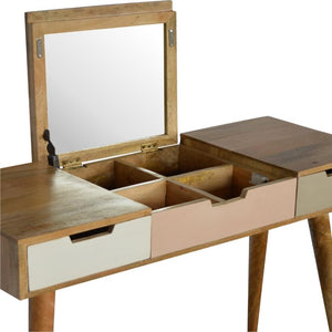 Pink Gradient Dressing Table | 3 Drawers | Solid Mango Wood