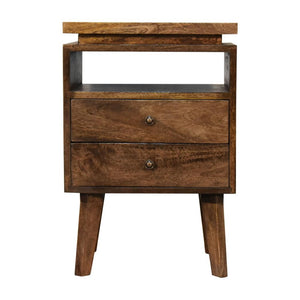 Platform Bedside Table | Raised Base Design | Compact Bedroom Storage