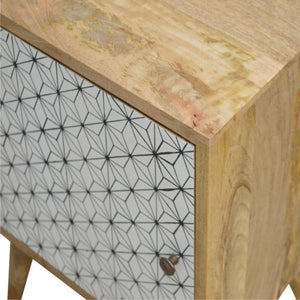 Prima Geometric Door Bedside Cabinet | Solid Mango Wood