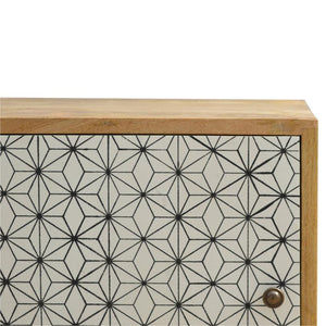 Prima Geometric Door Bedside Cabinet | Solid Mango Wood