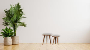 Prima Nesting Stool Set | Solid Mango Wood | Oak Finish | Round Side Tables Set of 2