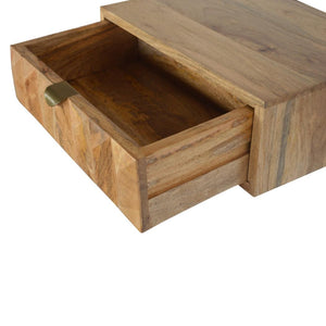 Prism Wall-Mounted Bedside Table | Solid Mango Wood | Geometric Storage Design