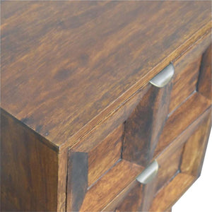 Quad Bedside Table | Solid Mango Wood | Geometric Bedroom Storage