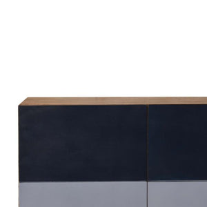 Quebec Blue Block Cabinet | Solid Mango Wood | Multi-Tone Finish | 2 Doors