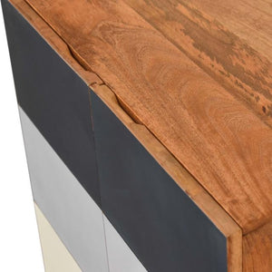 Quebec Blue Block Cabinet | Solid Mango Wood | Multi-Tone Finish | 2 Doors