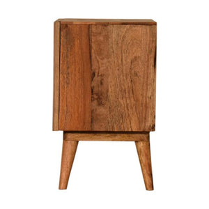 Quebec Brown Block Bedside Table | Solid Mango Wood | Multi-Tone Finish | 1 Door