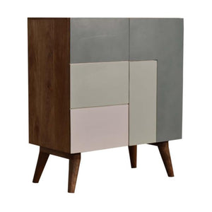 Quebec Sage Block Cabinet | Solid Mango Wood | Multi-Tone Green Finish | 2 Doors