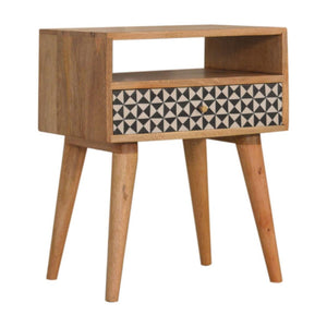 Rafina Bedside Table | Solid Mango Wood | Oak Finish | 1 Drawer Nightstand with Open Shelf