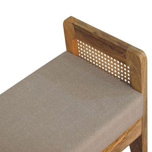 Rattan Bench | Mud Linen Upholstery | Natural Textured Seating