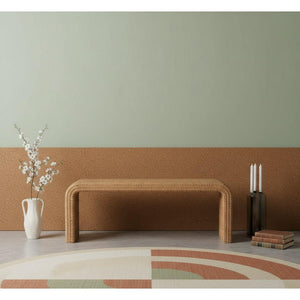 Rattan Weave Bench | Solid Mango Wood | Natural Woven Seat