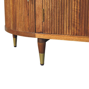 Ravello Curved Sideboard | Solid Mango Wood | Amber Oak Finish | 4 Door Storage Cabinet
