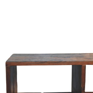 Reclaimed Cube Media Unit | Reclaimed Teak, Oak & Pine | Natural Finish | 2 Open Compartments