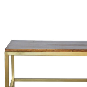 Rectangular Gold Coffee Table | Metallic Accent Finish | Contemporary Living Room Table