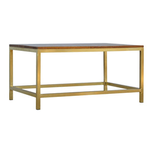 Rectangular Gold Coffee Table | Metallic Accent Finish | Contemporary Living Room Table