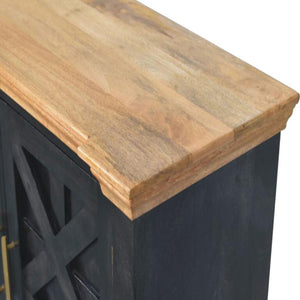 Regal Rustic Sideboard | Solid Mango Wood | Ash Black & Oak Finish | 3 Door Storage Cabinet