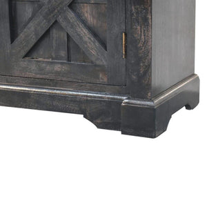 Regal Rustic Sideboard | Solid Mango Wood | Ash Black & Oak Finish | 3 Door Storage Cabinet