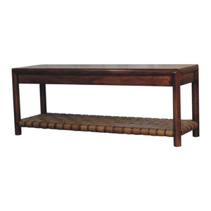 Regency Woven Bench | Solid Wood Frame | Textured Finish