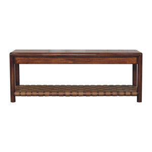 Regency Woven Bench | Solid Wood Frame | Textured Finish