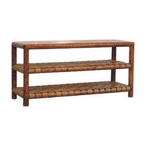 Regency Woven Shoe Rack | Solid Mango Wood | Chestnut Finish | 2 Slots