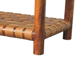 Regency Woven Shoe Rack | Solid Mango Wood | Chestnut Finish | 2 Slots