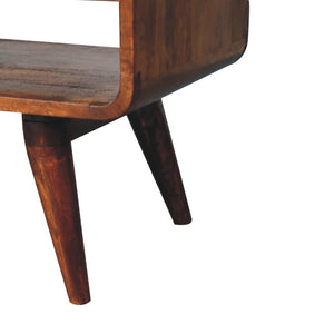 Reverse Curved Chestnut Media Unit | Solid Mango Wood | Reverse Curved Profile