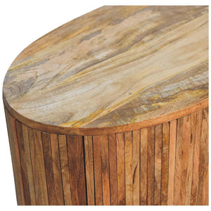 Ribbed Curve Storage Cabinet | Solid Mango Wood | Natural Finish | 2 Door Accent Cabinet