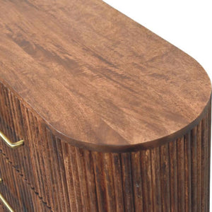 Ridgefront Chest of Drawers | Solid Mango Wood | Roasted Almond Finish | 6 Drawer Storage Dresser