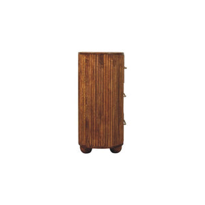 Ridgefront Chest of Drawers | Solid Mango Wood | Amber Oak Finish | 6 Drawer Storage Dresser