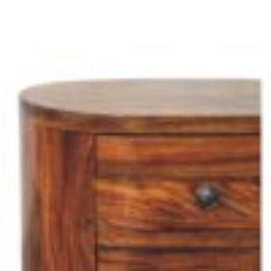 Round Bedside Table | Honey Finish | Bun Feet | Compact Nightstand
