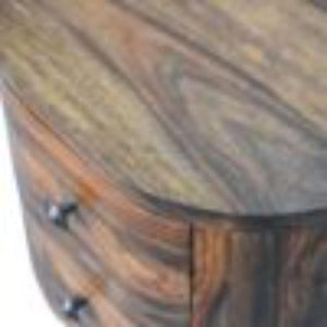 Round Bedside Table | Honey Finish | Bun Feet | Compact Nightstand