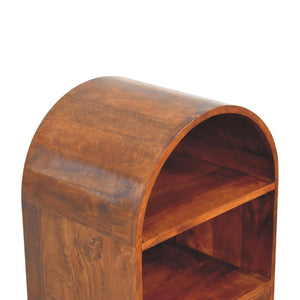 Round Chestnut Display Cabinet | Solid Mango Wood | Sculptural Curved Design