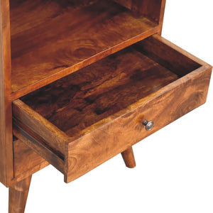 Round Chestnut Display Cabinet | Solid Mango Wood | Sculptural Curved Design
