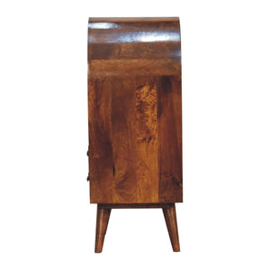 Round Chestnut Display Cabinet | Solid Mango Wood | Sculptural Curved Design