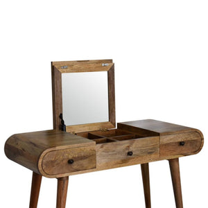 Round Dressing Table | Oak-Inspired Finish | Bedroom Vanity