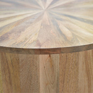 Round Mango Wood Coffee Table | Oak Finish | Smooth Edge | 90cm