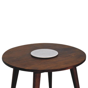 Round Nordic End Table | Chestnut Finish | Scandinavian-Inspired Design